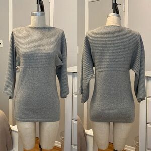 Womens gray ribbed sweater in size S with kimono sleeve